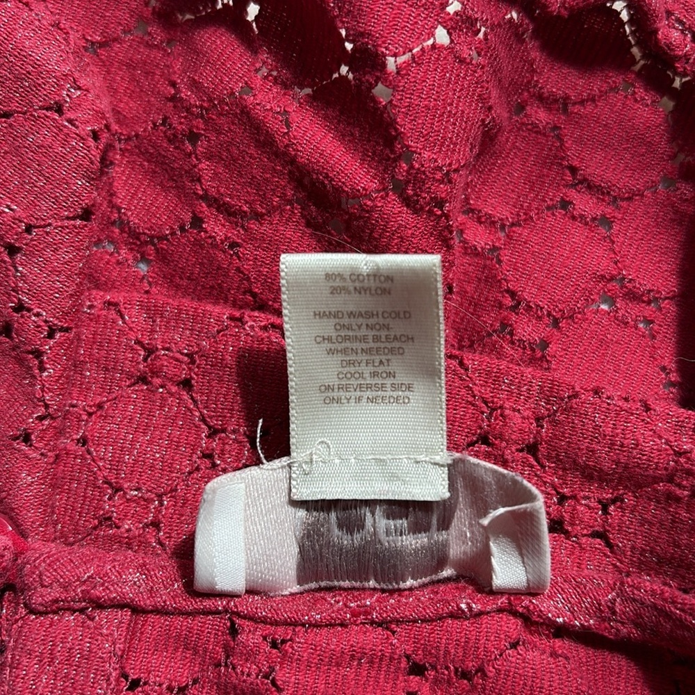 LOFT Eyelet Lace Cap Sleeve Top | Berry Red | 80% Cotton | Size XS - Picture 9 of 9